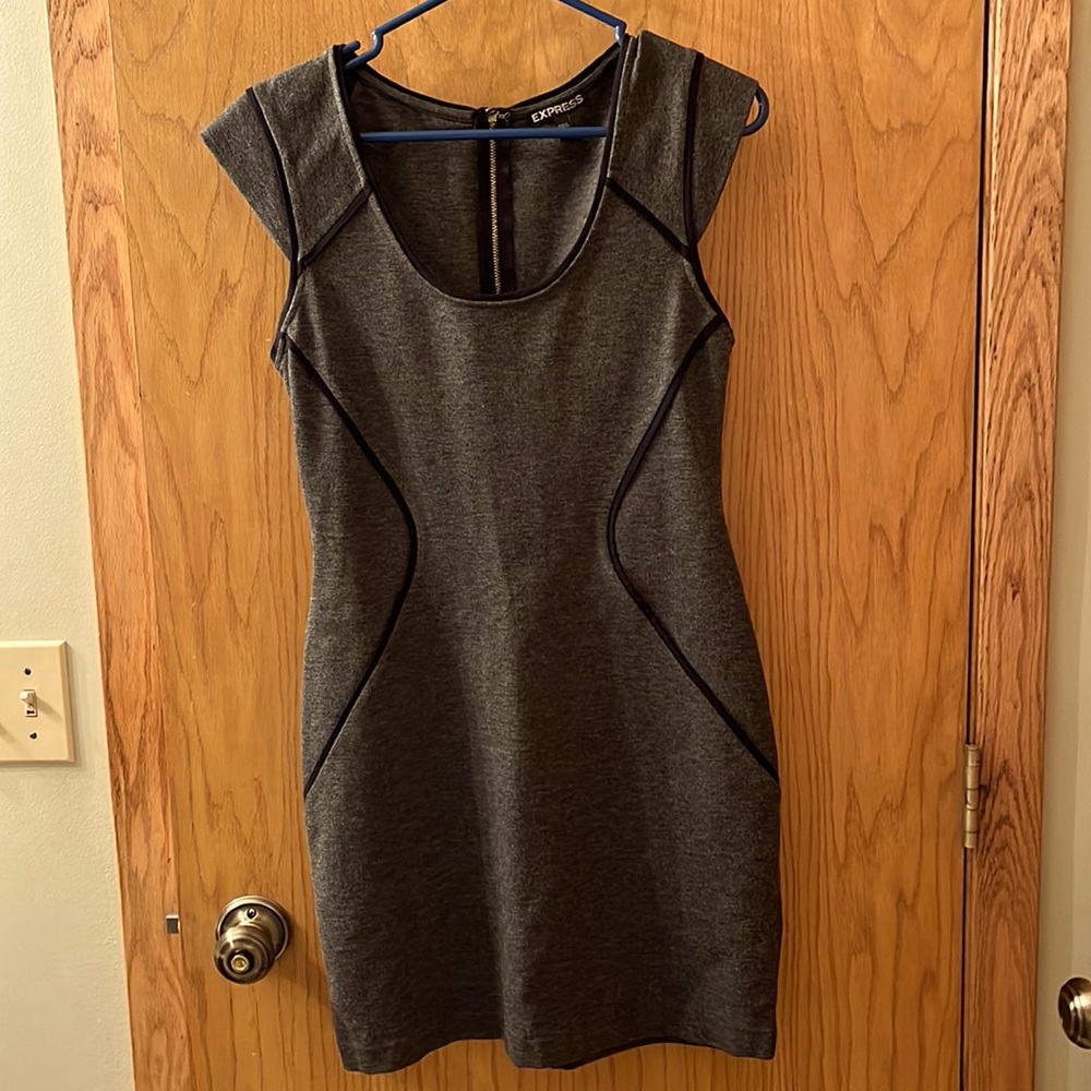 Express grey piped mini dress